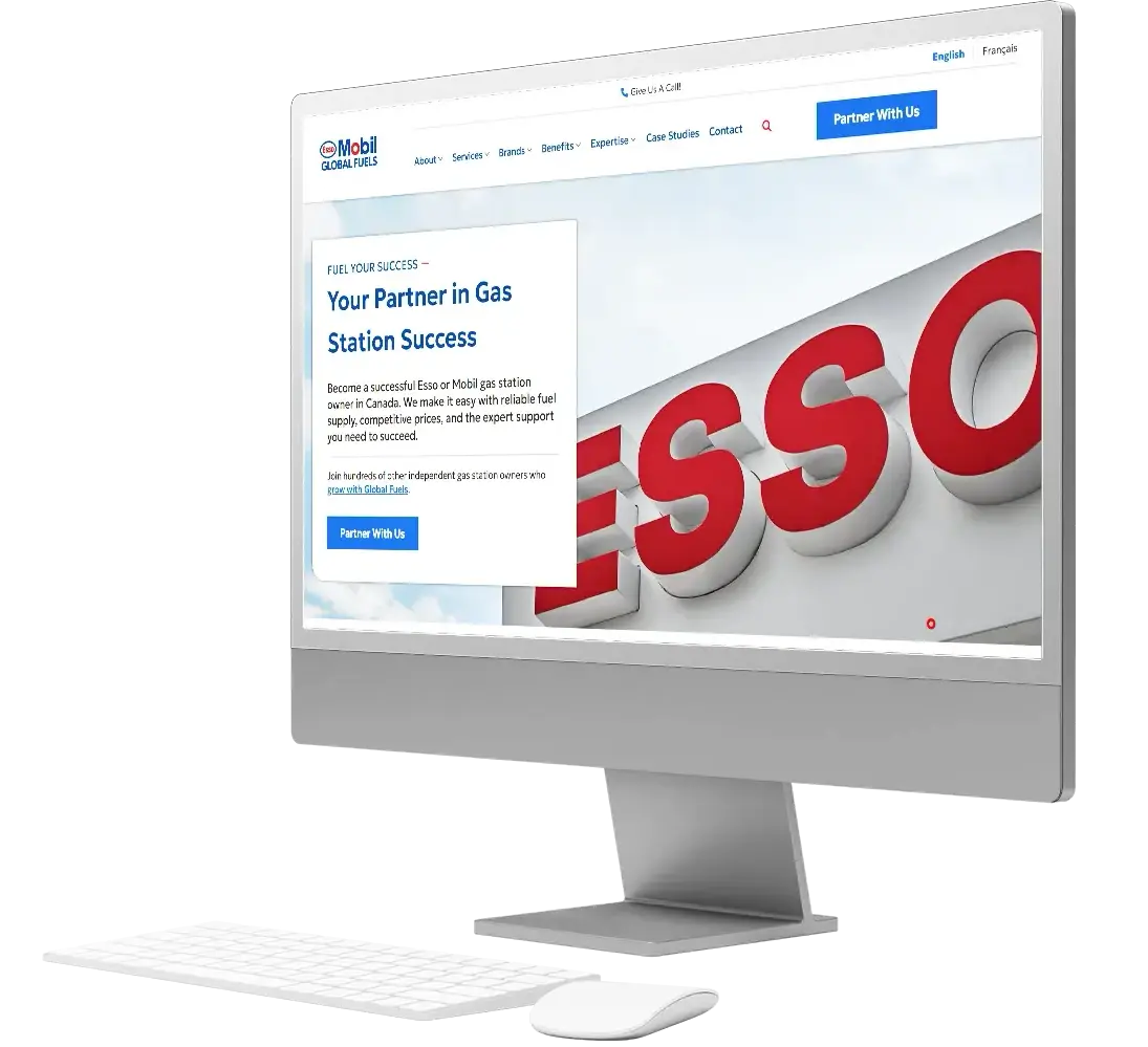 Global Fuels' Home Page on a computer